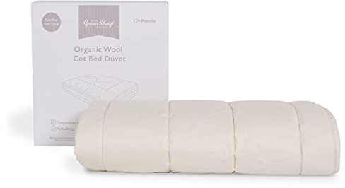 The Little Green Sheep Organic Wool Cot Bed Duvet for Toddlers - Hypoallergenic and Naturally Temperature Regulating - 120 x 140cm