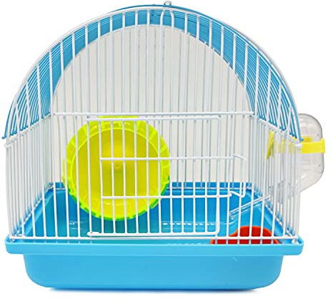 BPS Gabbia Criceto Mini Casa Chalet per Criceto con Mangiatoia Abbeveratoio Ruota Colore Casuale 22,5 x 22,5 x 17 cm (Forma Rotonda) BPS-1216