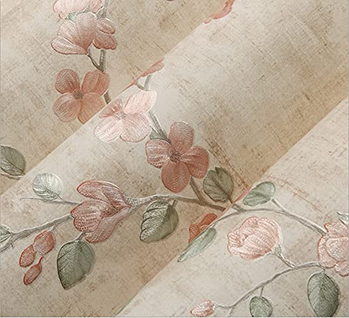 Q QIHANG 1.73' W x 32.8'L Small Floral Retro Vintage Nostalgic Rural Style Bedroom TV Background Wall Cafe Hotel Restaurant Non-Woven Non-Pasted Wallpaper (Yellow)