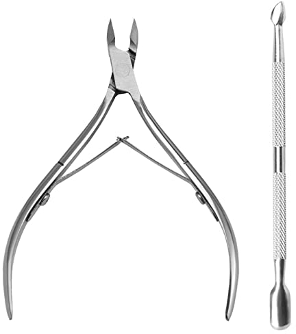 Olakin Tronchesino Cuticole con Spingi Cuticole, Tagliaunghie in Acciaio Inox, Professionale per Piedi, Forbicine per Unghie Incarnite Spesse Dure