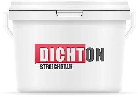 DICHTON Streichkalk Weiß 5l, Kalkfarbe für innen und außen - für Küche, Garage, Flur, Bad, Keller, Feuchträume - lösemittelfrei, atmungsaktiv, hochdeckend, wischfest D.43W