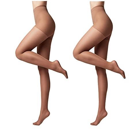 Conte elegant ACTIVE 40 DEN Lot de 2 Collants Modelants et Fins pour Femmes - Collant Femme Résistant - Stimule la Circulation Sanguine - Marron taille 3