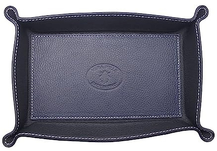 FrasiBags Taschenleerer aus echtem Leder, hergestellt in Italien, Ablagetablett für den Eingang, leerer Eingriffstaschen, modernes Design, aus Leder, rechteckig, groß (Blau)