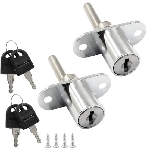 Cjueiom 2 cerraduras de émbolo de gabinete con llave, cerradura de émbolo de escritorio para muebles, cerradura de leva plateada para armario, cerradura de émbolo de cajón para archivadores de