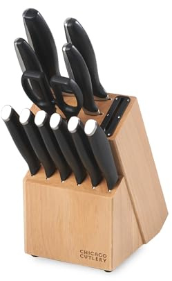 Chicago Cutlery Avondale (12-PC) Built-In Sharpener Kitchen Knife Block Set with Steak Knives, Ergonomic Handles and Sharp Stainless Steel Professional Chef Knife Set