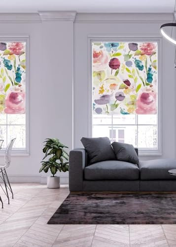 Lister Cartwright Floral Autumn Patterned Roller Blinds (90 x 160 cm) | Blackout Blinds for Windows | Bedroom, Bathroom, Kitchen & Door Window Blinds | Easy Fit Child Safety Roller Blinds