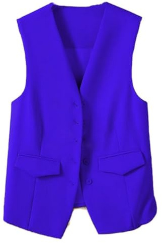 CuLtP Women Waistcoat Sleeveless Blazer, Elegant Slim Button Down Work Office Vest Coat Retro Party Waistcoat, V-Neck Economy Dressy Suit Vest Waistcoat,Royal Blue,M