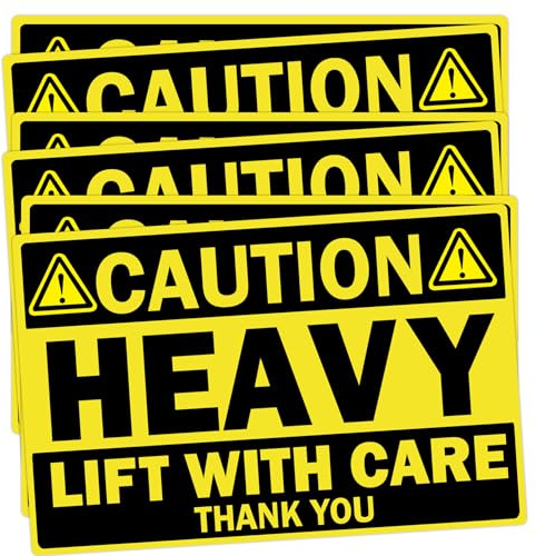 4x6inch Larger Caution Heavy Shipping Stickers 100pcs Yellow Heavy Lift with Care Warning Labels Special Handling Warehouse Pallet Label for Shipping and Packing (4x6)