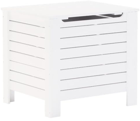 vidaXL Truhe, Spielzeugkiste mit Deckel Latten-Design, Holztruhe für Wohnzimmer Schlafzimmer, Auflagenbox Kissenbox, Weiß Massivholz Kiefer