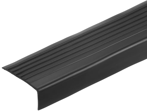 QUARKZMAN Profilo per Scale 3.2Ft, Protezione Autoadesiva Bordi Scale Pvc 2.5 mm Bordo per Scale Forma L Bordi per Scale Bordi per Scale per Esterni Interni, Nero