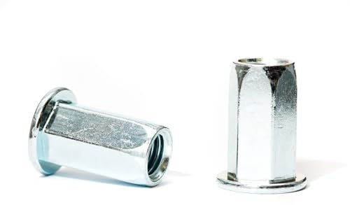 M4 x 11mm Blind Rivet Nuts Hexagon Shank Open End Flat Head Zinc Plated AN322 (Pack of 20) A04D/1