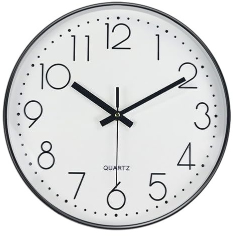 Pendules Murales,Moderne Horloge Murale Silencieuse,Horloge Murale Ronde,Horloge Murale,Convient pour la chambre,La cuisine,Le salon,Le bureau,L'école,Mouvement de quartz,Sans Batterie,Blanc,20 cm