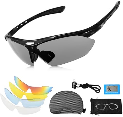 Gafas de sol polarizadas para bicicleta con 5 lentes intercambiables, 30 g TR90, ligeras gafas deportivas para mujer y hombre, protección UV400, polarizadas, gafas rápidas