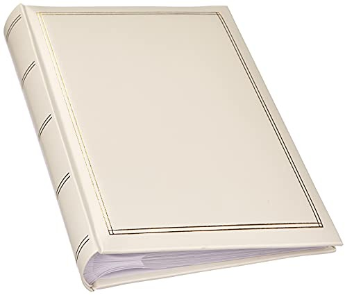 walther design Fotoalbum weiss 200 Fotos 13 x 18 cm Memo-Einsteckalbum Kunstleder mit Prägung, Monza ME-139-W