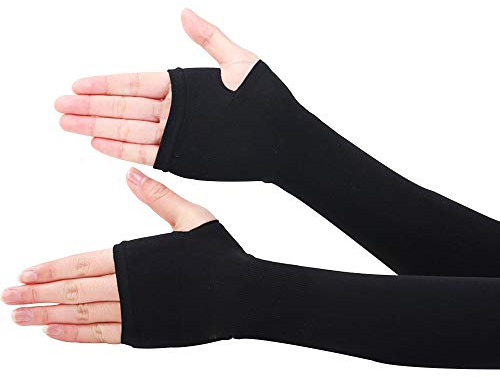 LZYMSZ Maniche a Braccio, Protezione Solare Anti UV Manicotto Traspirante Elastico Manica Braccio Raffreddamento Coprire Il Tatuaggio, Manicotti Sport con Foro il Pollice per Uomo Donna Ciclismo(b)