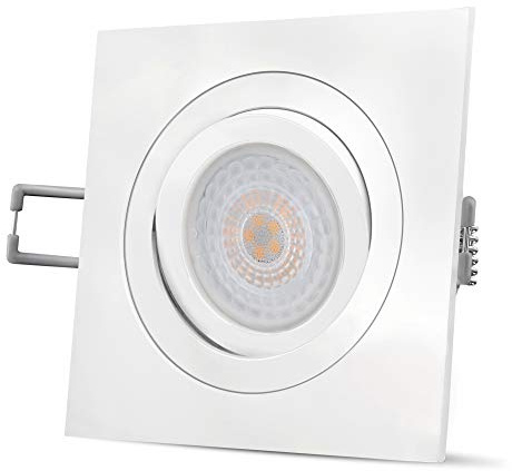 SSC-LUXon QF-2 Deckenstrahler LED Einbau 4W warmweiß 230V & schwenkbar - fourSTEP Einbauleuchte weiß eckig und extra flach