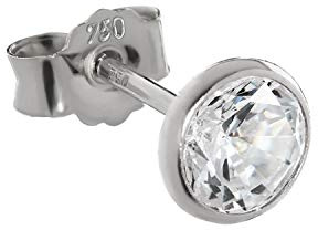NKlaus Einzel 5,3mm Ohrstecker Weißgold 750 Gold Ohrringe 18 Karat Kristall Zirkonia weiß 2610