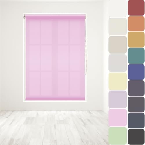 Straight Edge Dim-Out Roller Blind - Easy Fit Home Office - 150cm Width x 160cm Width Drop - Pink