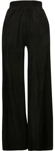 Urban Classics Dam sammet ribba raka sweatpants, svart, S, svart, S