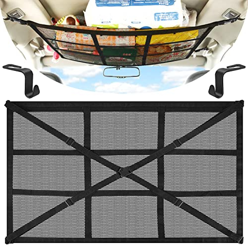 TOPJOWGA Auto Deckennetz mit 2 Haken, Große Kapazität, Auto Gepäcknetz, Starke Tragfähigkeit, Universal Gepäcknetz für Camping, SUV, Jeep