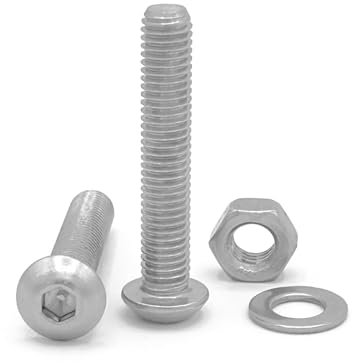 NOLDAR | Tornillos allen con cabeza botón. Acero inoxidable (AISI 304). Incluye 10 tornillos con 10 tuercas y 10 arandelas (30 piezas). Tornillos con rosca completa. (Medida M10 x 60 mm)