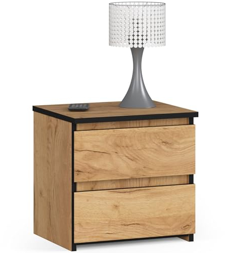 AKORD | Kommode Set 2 Schubladen Sideboard Mehrzweckschrank Schrank | Schreibtisch | ecktisch | Eck Schreibtisch für Home Office | Einfache Montage | 40x40x35 | Eiche Craft