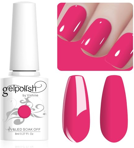 Vishine Gel Polish, 8ml Deep Pink Soak Off UV LED Nail Art DIY Manicure for Girls Women #054