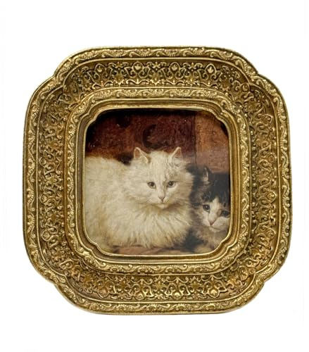 CISOO 3 x 3 vintage liten bildram, antik utsmyckad guld fyrkantig fotoram för bordsskiva och väggskärm, dekorativ blommig design retro heminredning, fotogalleri konst