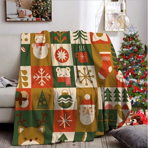 UGZDEA Coperta natalizia da 130 x 150 cm, coperta natalizia per divano, morbida e calda, in pile, per adulti e bambini (F, 130 x 150 cm)