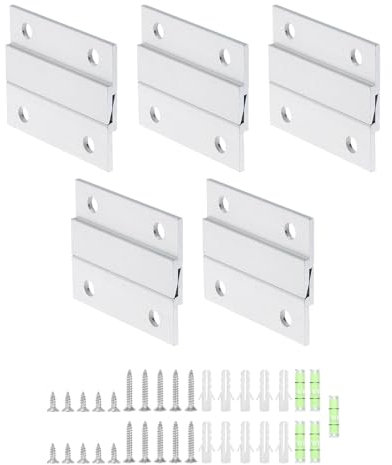 sourcing map 10 Paar französische Bilderaufhänger, 5,1 cm, robustes Aluminium, Z-Stange, Clip, ineinandergreifende Wandhalterung, Aufhänger-Set zum Aufhängen von Spiegelbildern, Bilderregalen