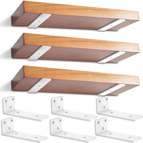 6 Stücke Regalhalterung Regalträger 15cm, Industrielle Regal Wandhalterung, Wandregal Halter mit Befestigungsschrauben für Wandanbringung DIY offenes Regal (Weiß) 6in