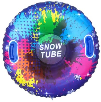 Folpus Aufblasbarer Snowtube Schneeschlitten Kältebeständiges Schneespielzeug mit Griffen Aufblasbarer Schlitten für Spielferien Rodeln, Polka Dot Blau