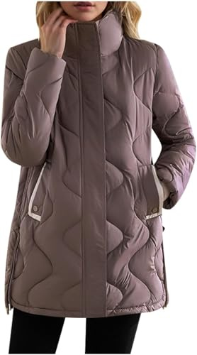 Suncadmious Piumino trapuntato oversize da donna Moda Capispalla imbottita calda con tasche Piumino leggero trapuntato Cappotto imbottito casual