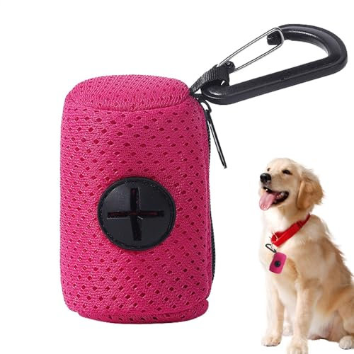 Hundekotbeutelhalter – Hundekotbeutelspender | Hundebeutelhalter mit Reißverschluss | Netzstoffbefestigung Kotbeutelspender mit Reißverschluss | Tragbarer Kotbeutelhalter für Hunde, Spaziergänge,