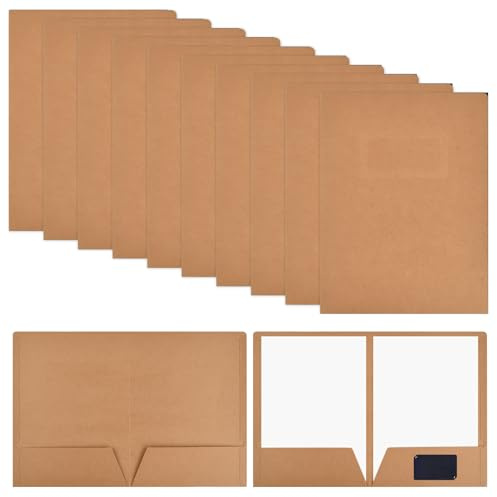 20 Pezzi Cartelline Portadocumenti A4, 350gsm Cartellina in Carta Kraft, Cartella di Cartone, Cartella di File A4, Lembi in Cartoncino, Cartelline per Riunioni per Ufficio Scuola Casa (Marrone)