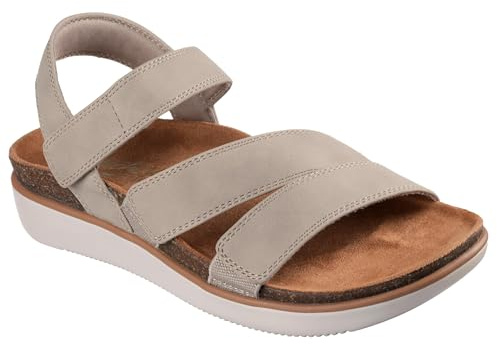 Skechers Women's Increased ComfortSandal | Skecjers Memory Foam Footbed, Cork Trim, Adjustable Strap, Vegan, Hook and Loop Closure