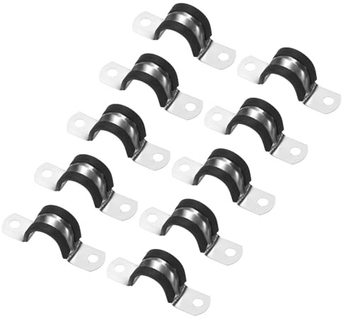 M METERXITY 10-Pcs Serre-Câbles, 23/32 Pouce/18 Mm 304 Acier Inoxydable Caoutchouc Coussiné Isolé Serre-Câble Forme U Support Métallique Pour Tube/Fil/Tuyau/Boucle Installation