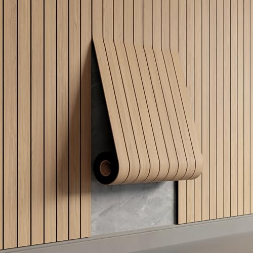 Pannello da parete in PVC autoadesivo con venature in finto legno di quercia, 599,4 x 40 cm, pannelli da parete 3D insonorizzati, per pareti e soffitti