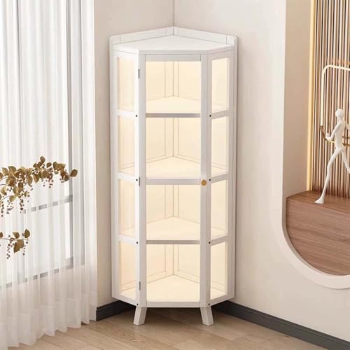 Vitrina de Colección de Esquina, Vitrina Expositora Antipolvo con Puertas de Acrílico, Armario de Almacenamiento Moderno para Estudio Salas de Estar Dormitorio Oficina