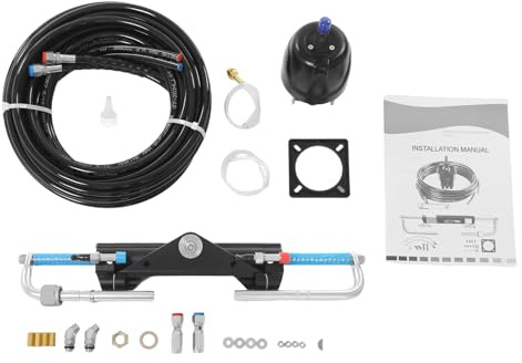 Fyssnn Juego de dirección hidráulica para fueraborda de hasta 150 CV, 200 mm, sistema de dirección de barco con bomba hidráulica, cilindros y mangueras, sistemas de dirección marina para barcos, yates