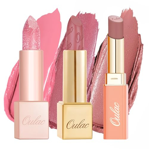 Oulac Pink Matte Liptick Kit | Satin Matte Lipstick, Shimmer Lip Blam Metallic Lipstick | Infused with Shea Butter, Moisturising, Long Lasting & Weightless | Vegan, High-Pigment (SG06+PG10+GM04)