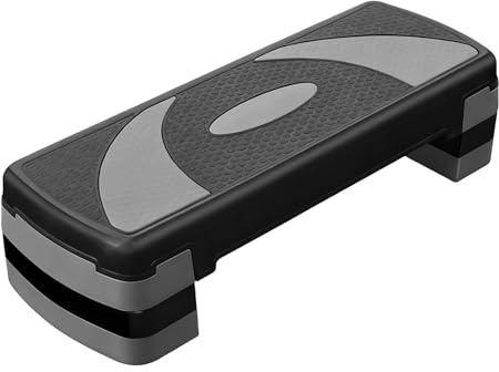 Yinhing 78 Cm Halkfri Fitnesssteg för Aerob Träning Mångsidig Stepper för Hemmagym och Snygg och grå Design för Konditionsträning och Styrketräning (Svart Grå)