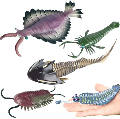 Odoukey Set di 5 Figurine di Animali dell'antico organismo cambriano, Giocattoli educativi in ​​plastica realistici, Topper per Torta di Compleanno per Bambini, Ragazzi e Ragazze