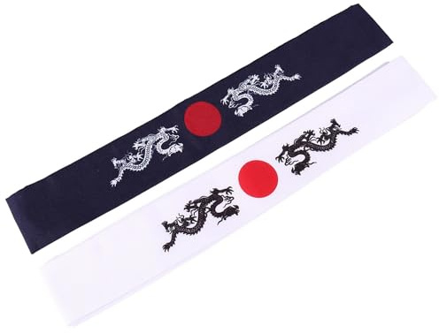 SECFOU Bandeaux Japonerie de Karaté 2 Pièces en Coton, Accessoires Respirants Cuisine et Costume Japonerie, pour Femmes et Garçon et Filles