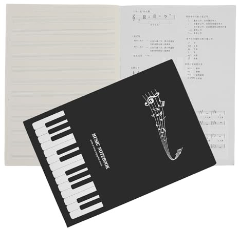 HAPINARY Carnet de Partitions Vierges 2 Livres 16 Pages A4 Cahier de Composition Musicale Papier Noir Design Compact pour Étudiants et Professionnels Musique
