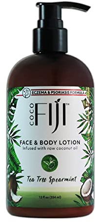 Coco Fiji Face & Body Lotion Infused With Coconut Oil | Lotion for Dry Skin | Moisturizer Face Cream & Massage Lotion for Women & Men |Tea Tree Spearmint 12 ozPack of 1