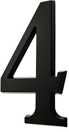 HUBER Hausnummer 4 aus Aluminium 20 cm I Hausnummern für Haus & Tür I House Number XL I Hausnummernschilder in edlem schwarzen 3D Design, pulverbeschichtet