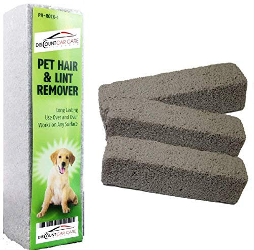 Discount Car Care Products Pet Hair Remover Rock – 3 Pack Reusable Dog & Cat Hair Cleaner for Carpet, Upholstery & Auto Interiors – Easy Lint & Fur Removal Tool – No Roller or Brush