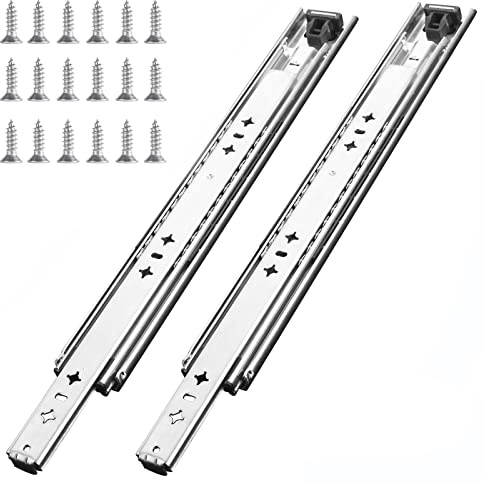 KCOLVSION 1 Pair 36 Inch 260 Lb Capacity Heavy Duty Drawer Slides with Screws,Side Mount Undermount Full Extension 3 Fold Ball Bearing Stainless Steel Hardware Drawer Rails