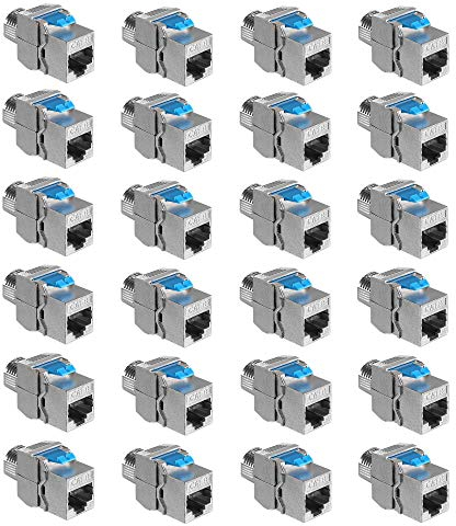 kwmobile Connettore Cavo di Rete CAT8 - Set 24x Moduli Keystone Jack RJ45 Prolunga Cavo Ethernet LAN - Modulo Schermato Accoppiatore Cat 8-40 Gbit/s